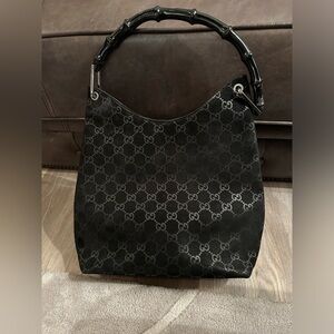 Gucci Suede GG Tom Ford era hobo with bamboo handle